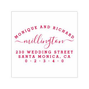 Eenvoudige bruiloft   Script Achternaam Retouradre Zelfinktende Stempel