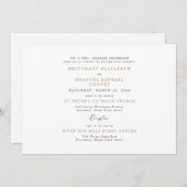 Eenvoudige bruiloft tussen blanke en goudbruidpare kaart (Voorkant / Achterkant)