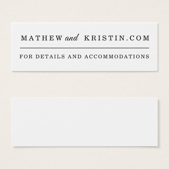 Eenvoudige bruiloft website Kaarten Mini Visitekaartjes (Voorkant /achterkant)