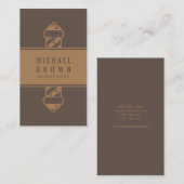 Eenvoudige bruine Barber Pole Hair Salon Branding Visitekaartje (Voorkant / Achterkant)