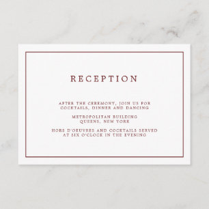 Eenvoudige bruine bruine bruidsbruidebruine bruilo informatiekaartje