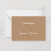 Eenvoudige bruine Gepersonaliseerd bruiloft Dank u Notitiekaartje (Voorkant)