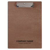Eenvoudige bruine  lederen zwarte aangepaste tekst klembord (Voorkant)