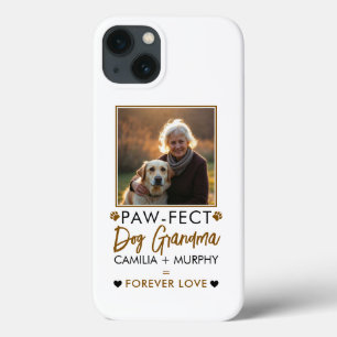 Eenvoudige Bruine & Zwarte Tekst Hond Oma Foto iPhone 13 Hoesje