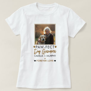 Eenvoudige Bruine & Zwarte Tekst Hond Oma Foto T-shirt