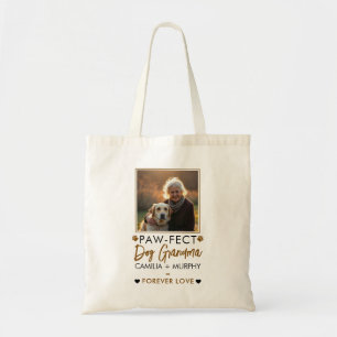 Eenvoudige Bruine & Zwarte Tekst Hond Oma Foto Tote Bag