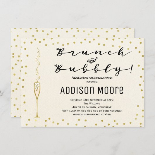 Eenvoudige brunch en bubble bruids douche uitnodig kaart (Voorkant / Achterkant)