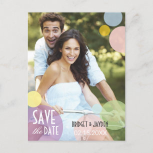 Eenvoudige Bubbles Photo Weddenschap Save the Date Aankondigingskaart