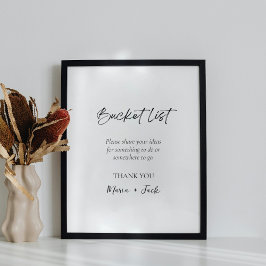 Eenvoudige Bucket List Wedding Vrijgezellenfeest S Poster