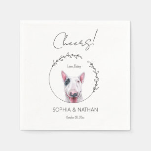 Eenvoudige Bull Terrier Hond Bruiloft Cocktail Servet