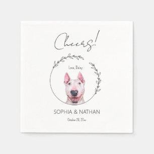 Eenvoudige Bull Terrier Hond Bruiloft Cocktail Servet