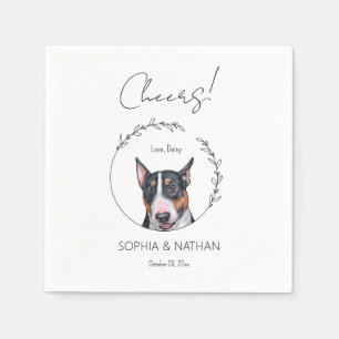 Eenvoudige Bull Terrier Hond Bruiloft Cocktail Servet