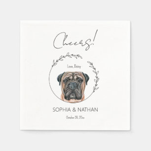Eenvoudige Bullmastiff Hond Bruiloft Cocktail serv Servet