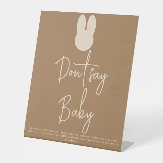 Eenvoudige Bunny zeg niet baby Reclamebord Met Voetstuk (Voorkant)