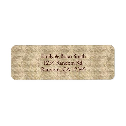 Eenvoudige burlap aangepaste retour adreslabels etiket (Voorkant)