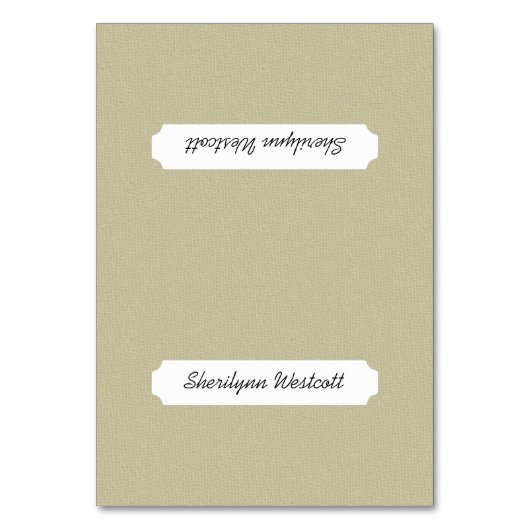 Eenvoudige Burlap-tented Place Cards en Name Sjabl Kaart (Voorkant)