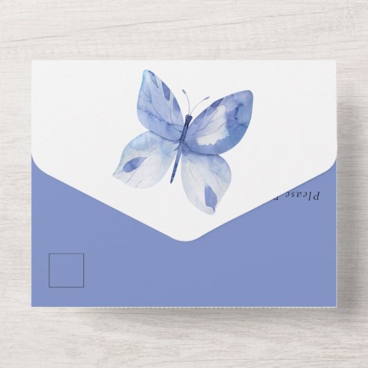 Eenvoudige Butterfly-viering van het leven All In One Uitnodiging (Achterkant)