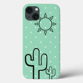 Eenvoudige Cactus Mintgroene Stippen Zomer Iphone  13 Hoesje