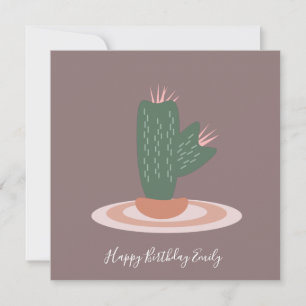 Eenvoudige Cactus Stekelige Illustratie Verjaardag