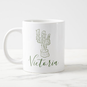 Eenvoudige Cactus Tekening Naam Reuzen Koffiemok Extra Grote Beker