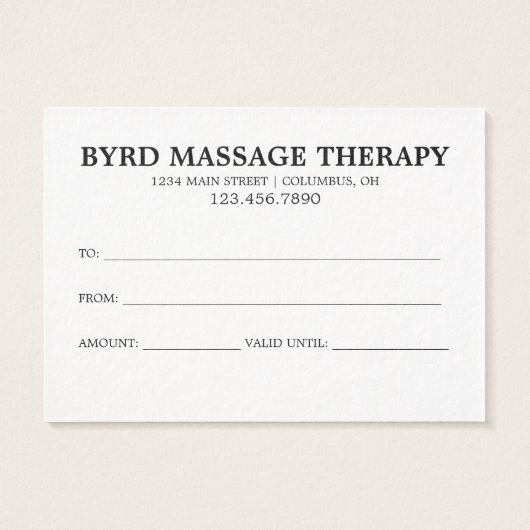 Eenvoudige cadeaubon visitekaartje (Achterkant)