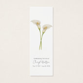 Eenvoudige Calla Lily Rouwherdenkingsbladwijzer Mini Visitekaartjes (Voorkant)