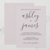 Eenvoudige calligrafie Pastel Paarse bruiloft Kaart (Voorkant / Achterkant)