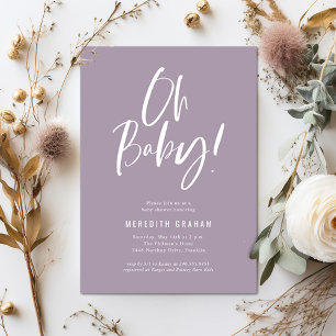 Eenvoudige Calligrafie Roze Meisje Baby Shower Kaart
