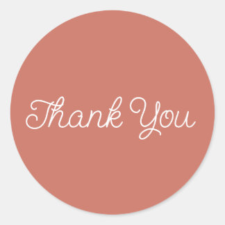 Eenvoudige Calligraphy Terracotta Platte Bedankkaa Ronde Sticker