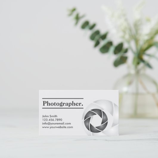 Eenvoudige Camera Shutter Fotograaf Visitekaartje (Staand voorkant)