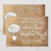 Eenvoudige Canvas Mason Jar bruiloft uitnodiging (Voorkant / Achterkant)