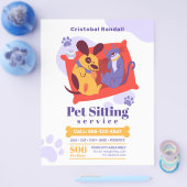 Eenvoudige Cartoon Pet Sitting Service Flyer (Enkel)