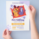 Eenvoudige Cartoon Pet Sitting Service Flyer (Hand)