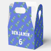 Eenvoudige Cartoon Rocket Blue Kind Birthday Bedankdoosjes (Geopend)