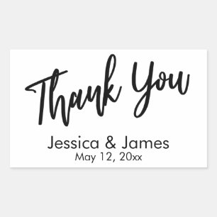 Eenvoudige Casual typografie Hartelijk dank, zwart Rechthoekige Sticker