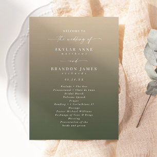 Eenvoudige ceremonie van Ombre Dark Green & Gold W Programma