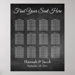 Eenvoudige Chalkboard Wedding Reception Sezing Cha Poster