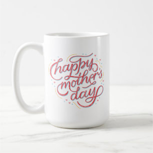 Eenvoudige Charming Happy Mother Day Helder Roze W Koffiemok