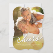 Eenvoudige Cheques Calligraphy Script Gold Ombre P Feestdagenkaart (Voorkant)