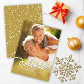 Eenvoudige Cheques Calligraphy Script Gold Ombre P Feestdagenkaart