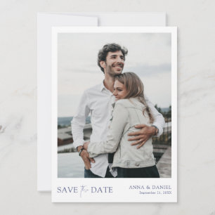 Eenvoudige Chic Blue Typografie Save the Date Sjab Kaart