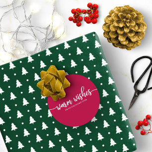Eenvoudige Chic Calligrafie Warme Wensen Kerst Roo Ronde Sticker