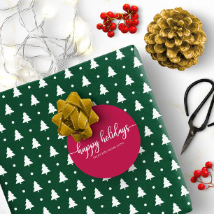 Eenvoudige Chic Calligraphy Prettig Feestdagen Roo Ronde Sticker