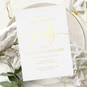 Eenvoudige Chic Calligraphy Verlovingsfeest Folie Uitnodiging