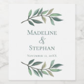 Eenvoudige Chic Eucalyptusbladeren Botanische Brui Wijn Etiket (Enkel label)