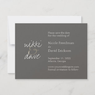 Eenvoudige chic grijze glans huwelijksaankondiging save the date