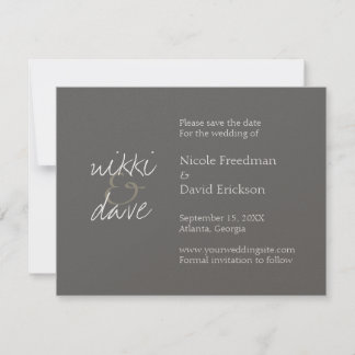 Eenvoudige chic grijze glans huwelijksaankondiging save the date
