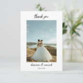 Eenvoudige Chic Script Foto Bedankkaart (Staand voorkant)