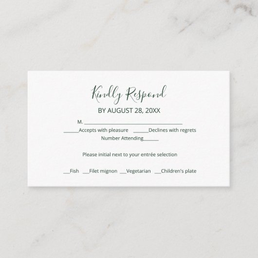 Eenvoudige Chic Script Wedding RSVP Enclosure Kaar Informatiekaartje (Voorkant)