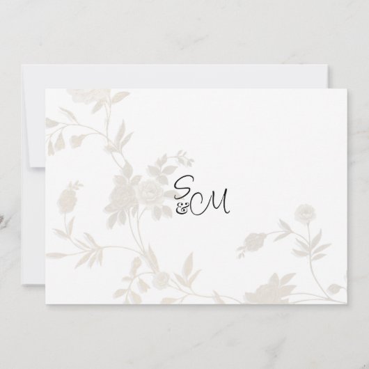 Eenvoudige chic wit goud glitter bloemendank u kaart (Achterkant)